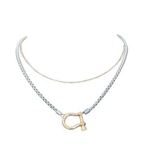 Horse Bit Two Toned Gold and Silver Chain Necklace